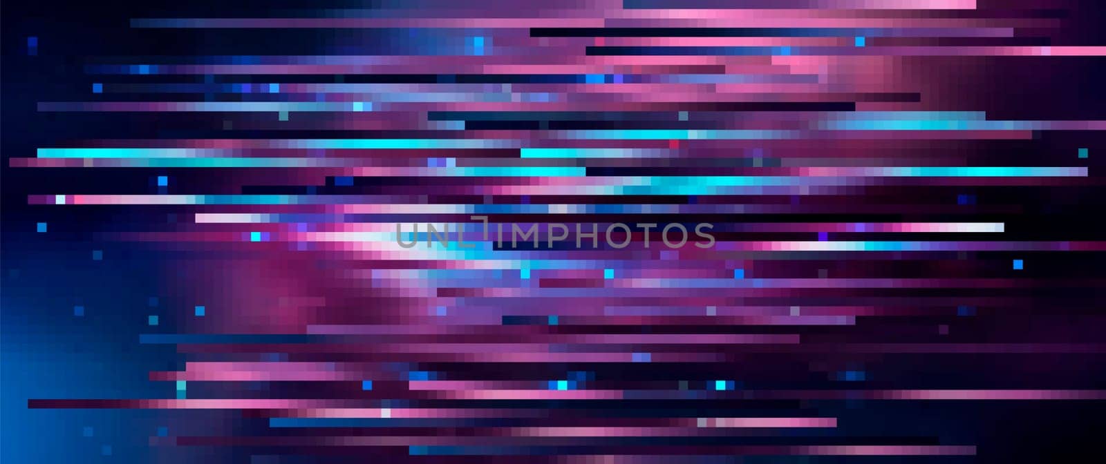 Trendy line art pattern with glitch on dark background. Modern style vector. Abstract blue geometric element