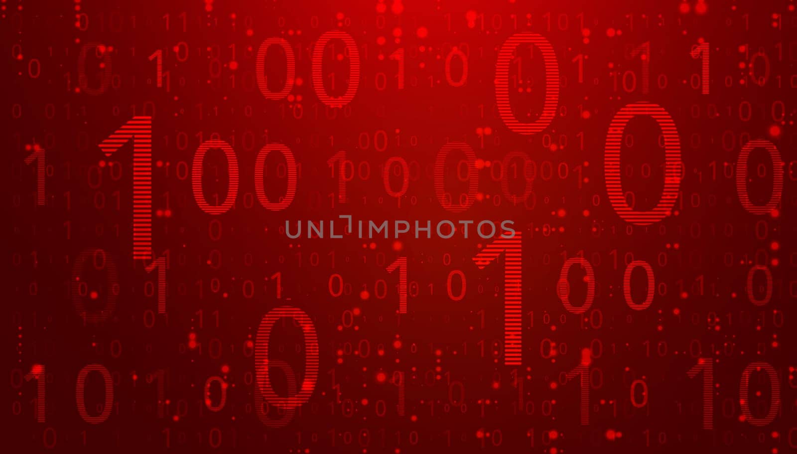 Digital Binary Code on Dark Red. Data Breach Concept