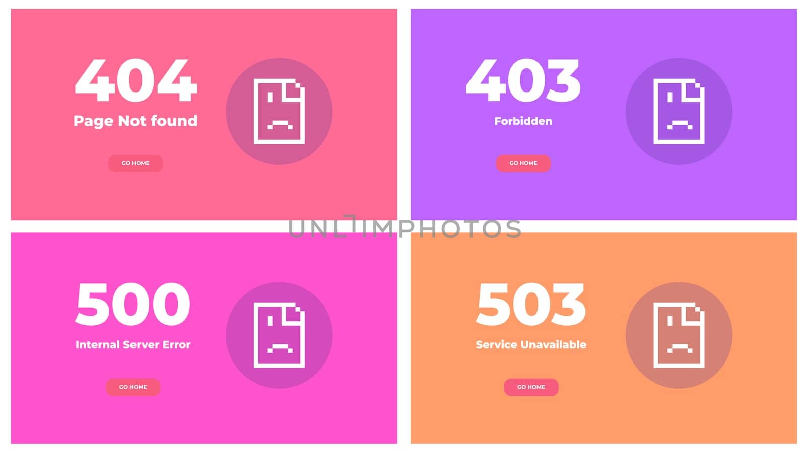 Web error pages layout vector design illustration