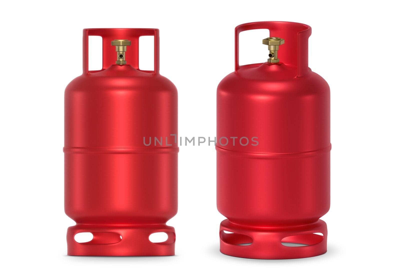 Red gas tanks isolated on white background