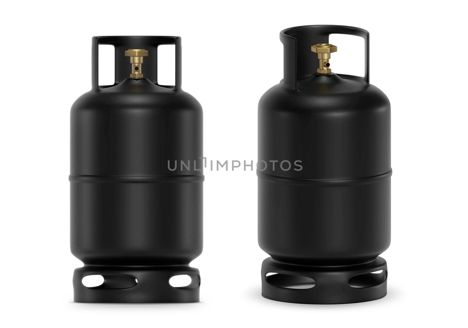 Black gas tanks isolated on white background