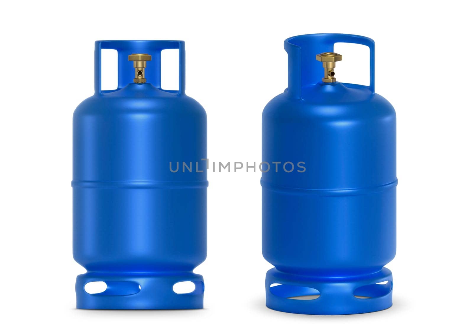 Blue gas tanks isolated on white background