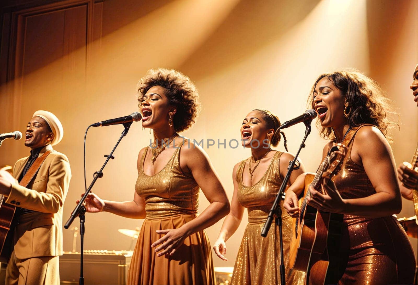 AI generated of a group of women singing and playing instruments on stage