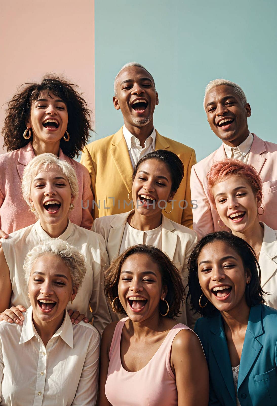 AI generated of a group of people are singing and posing for a photo together