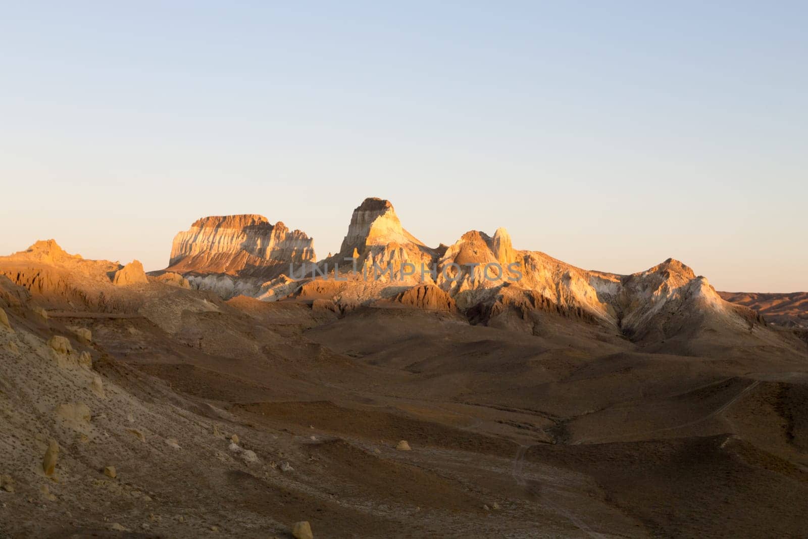 Airakty Shomanai mountains landscape, Mangystau region, Kazakhstan. Central asia travel