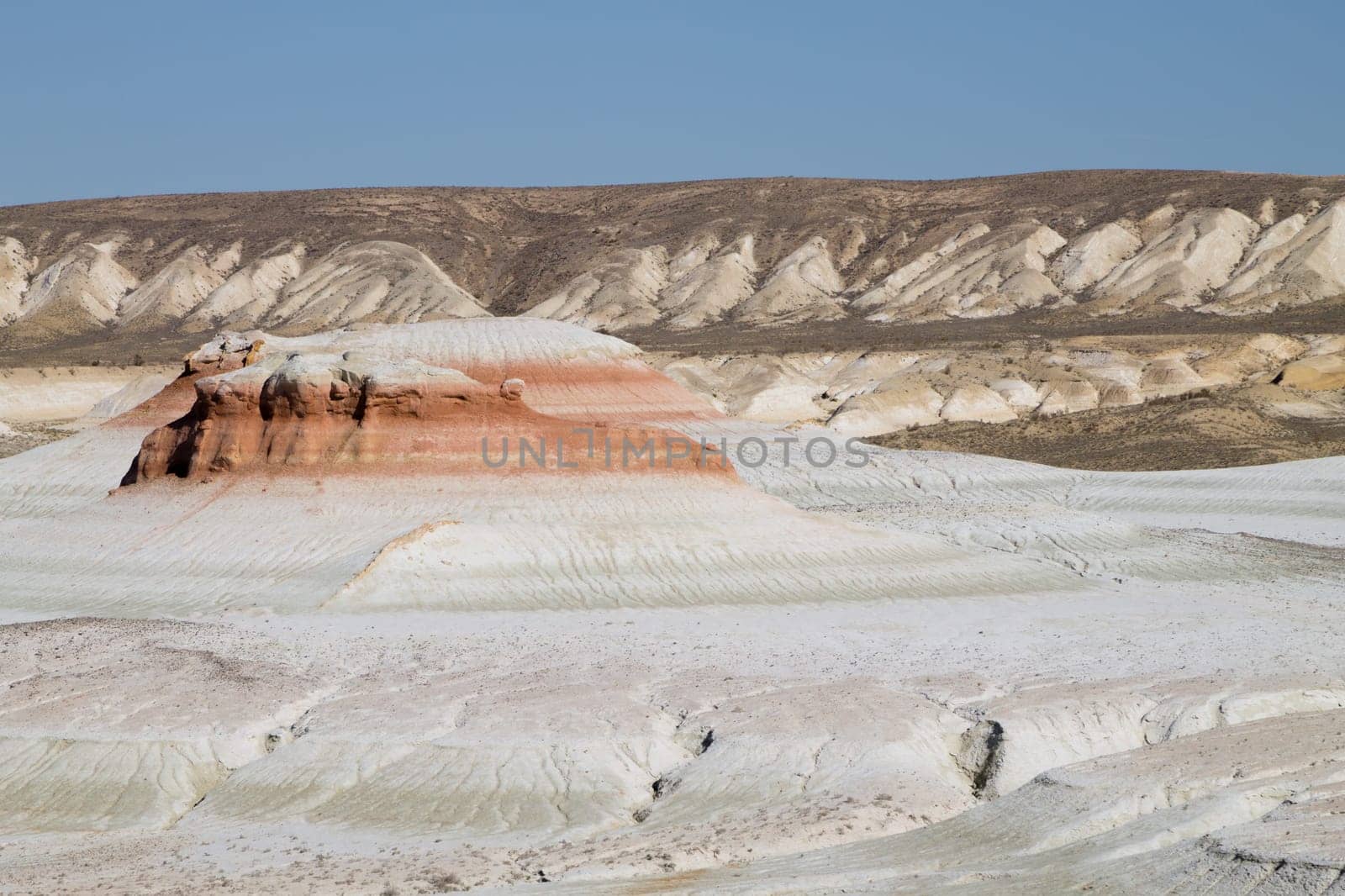 Mangystau desert landmark, Kyzylkup area, Kazakhstan. Rock strata formations
