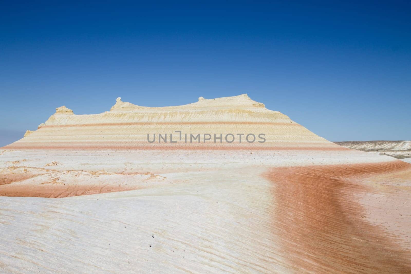 Mangystau desert landmark, Kyzylkup area, Kazakhstan. Rock strata formations