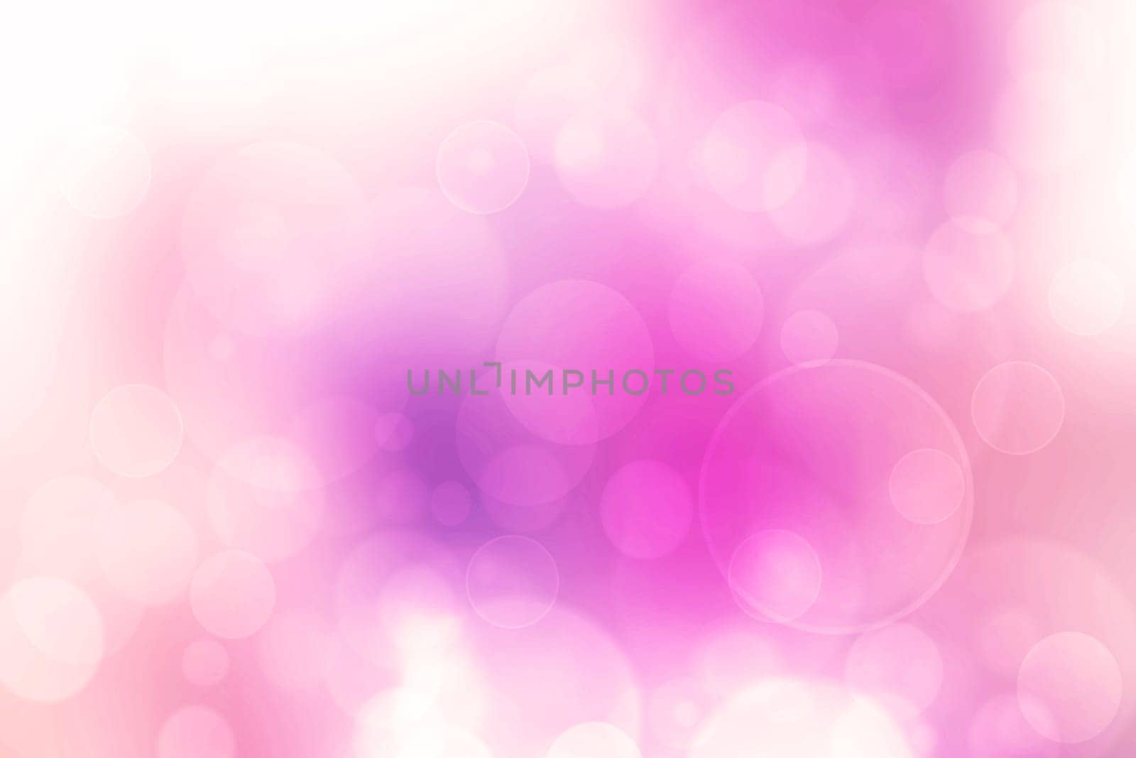 Abstract gradient light pink violet yellow background texture with blurred white bokeh circles and lights. Space for design. Beautiful backdrop.
