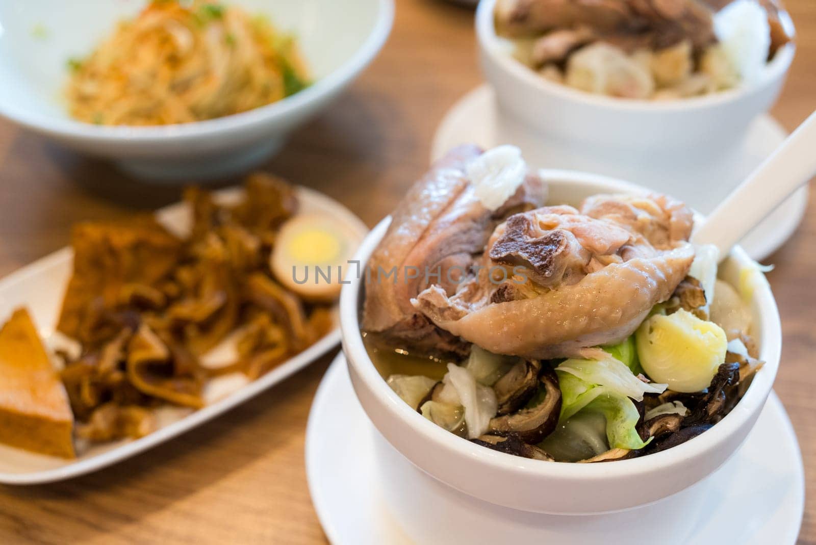 Steamed chicken soup in the bowl