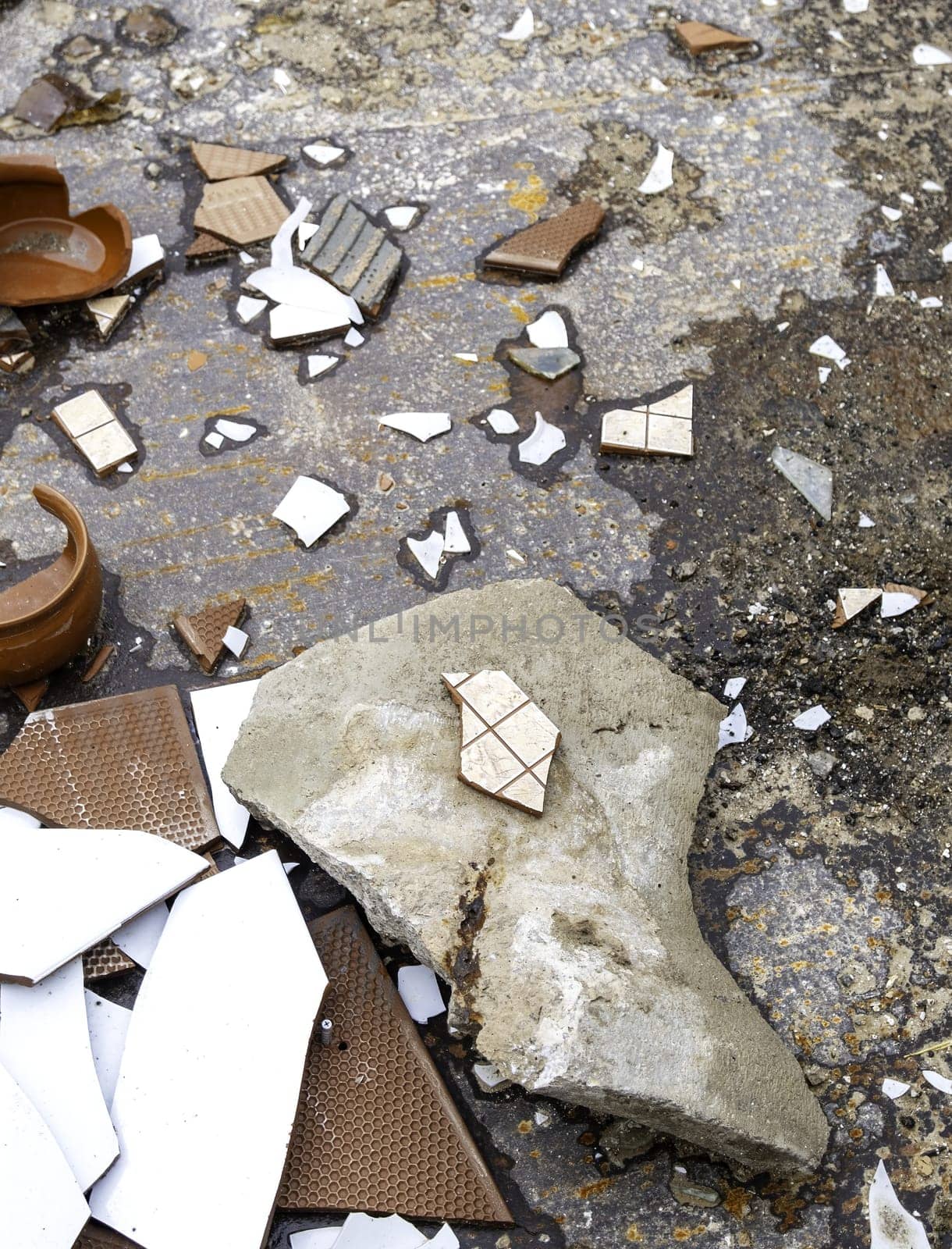 Detail of debris at a construction site, waste and garbage