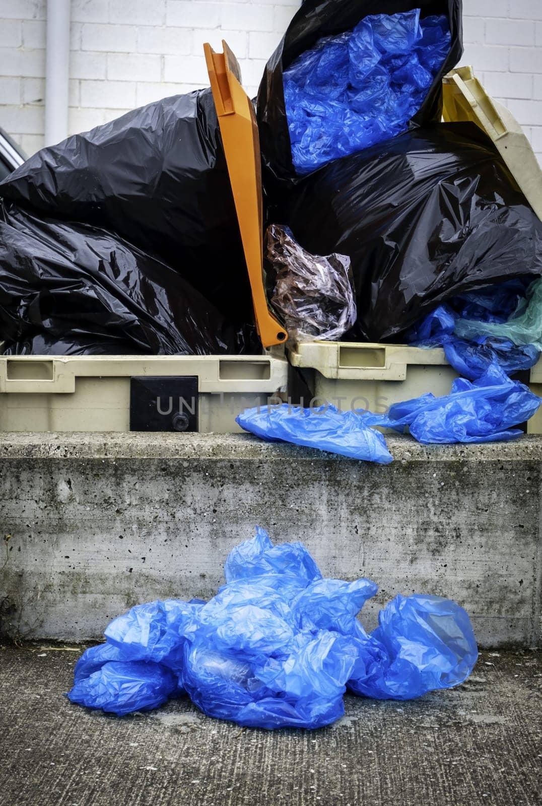 Detail of garbage on the street, recycling and cleaning