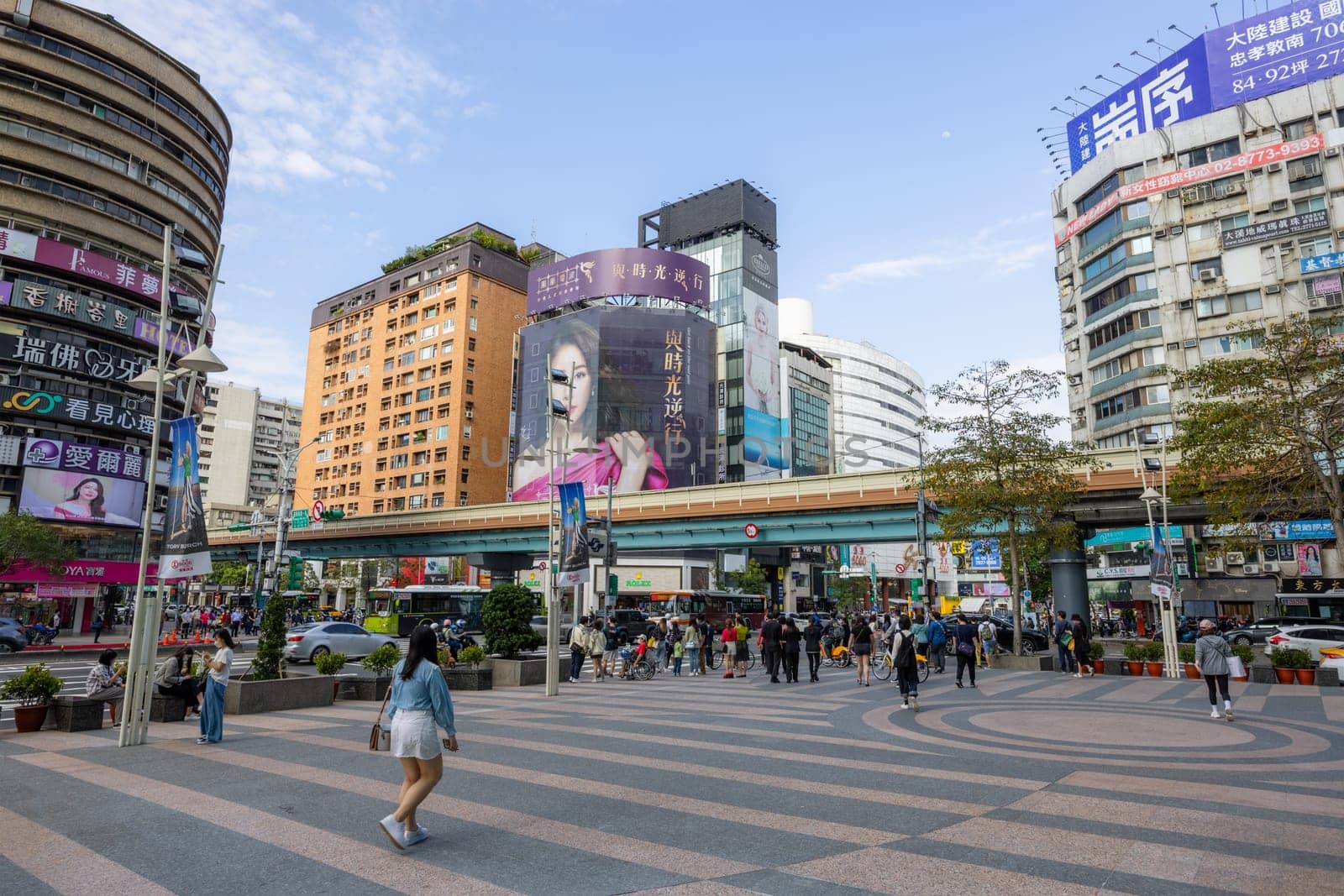 Taipei, Taiwan, 24 March 2022: Taipei city street in Zhongxiao Xinsheng district
