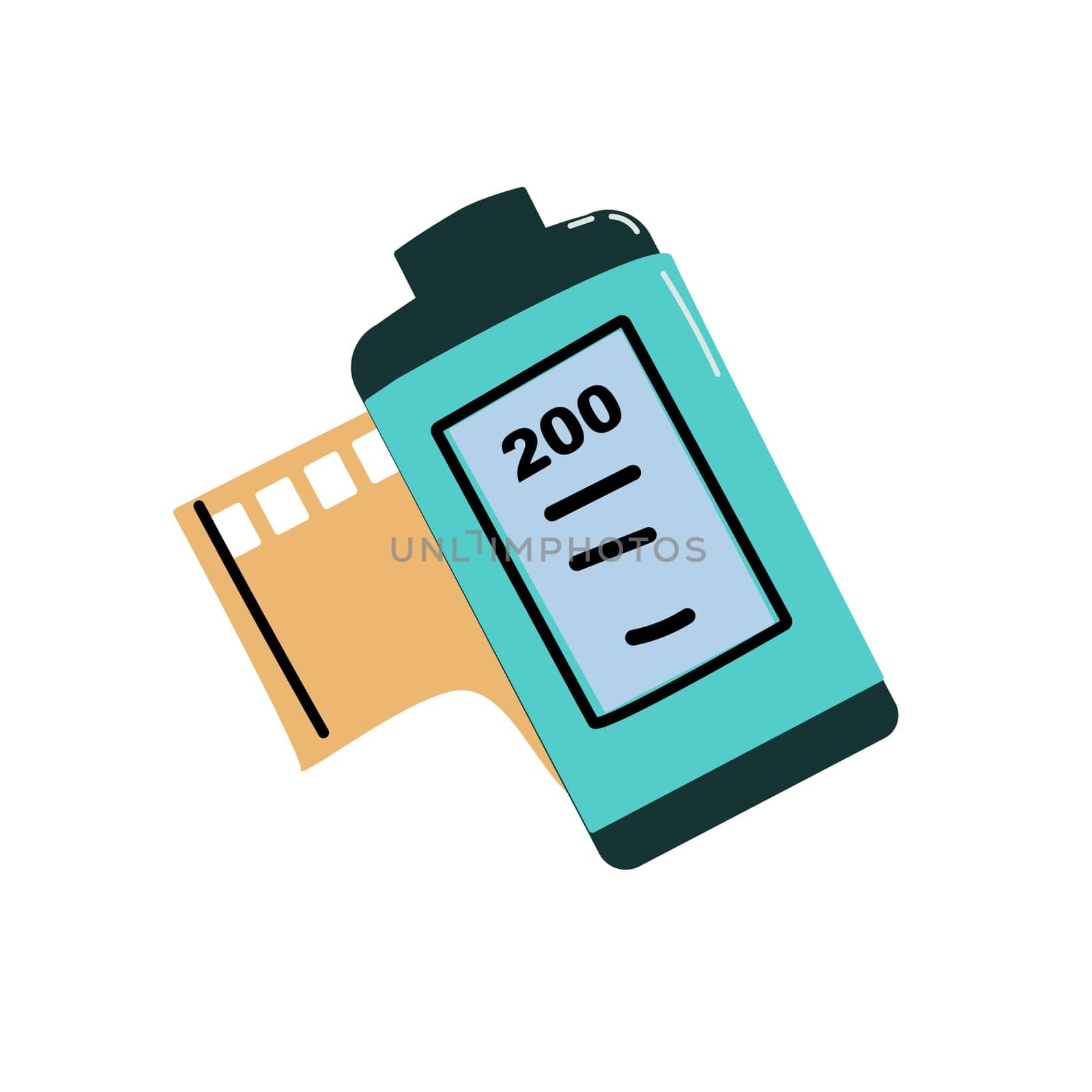 90s retro element film vector illustration for camera with negative. Can used for cards, posters.