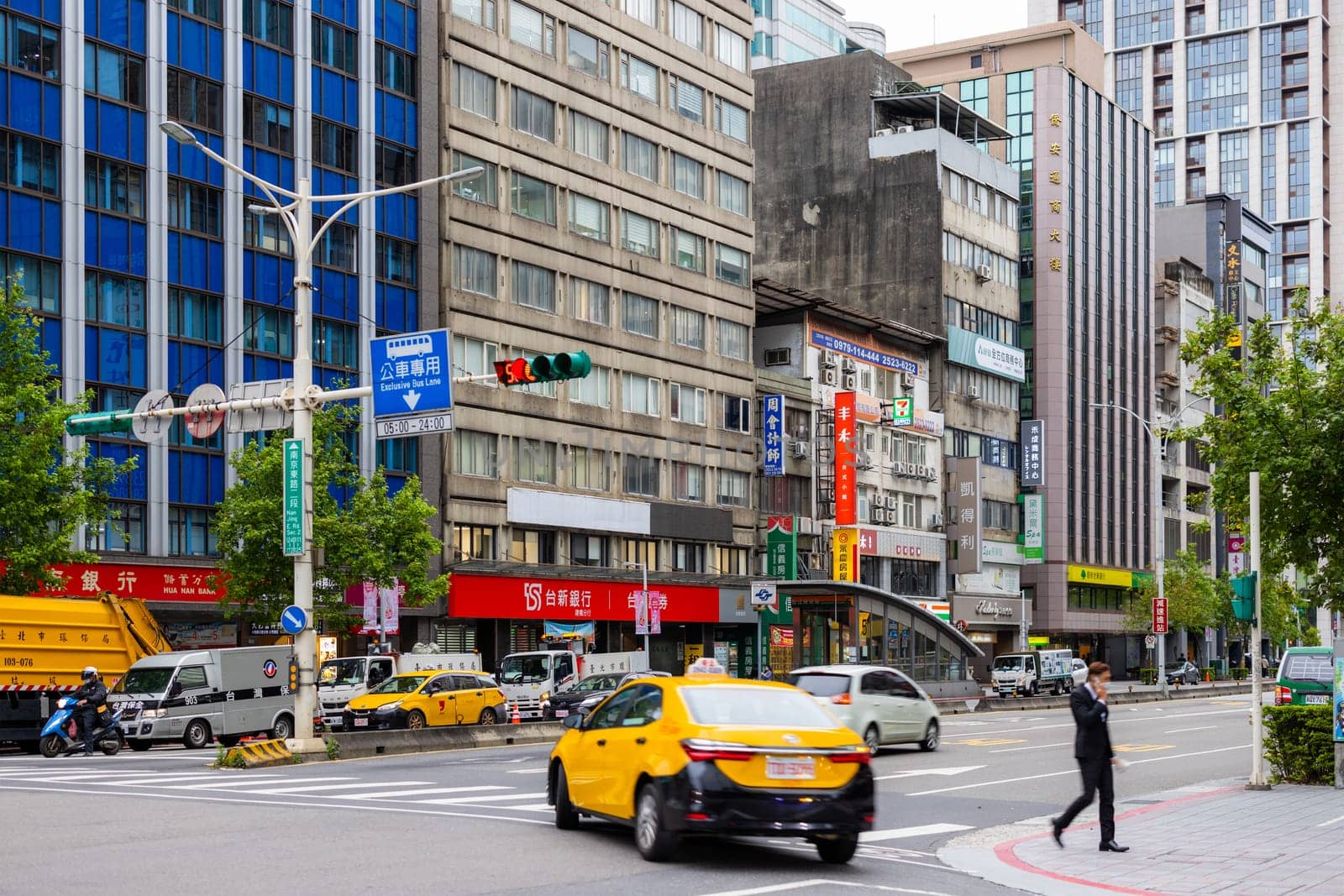 Taipei, Taiwan 19 March 2022: Taipei city street in Taiwan
