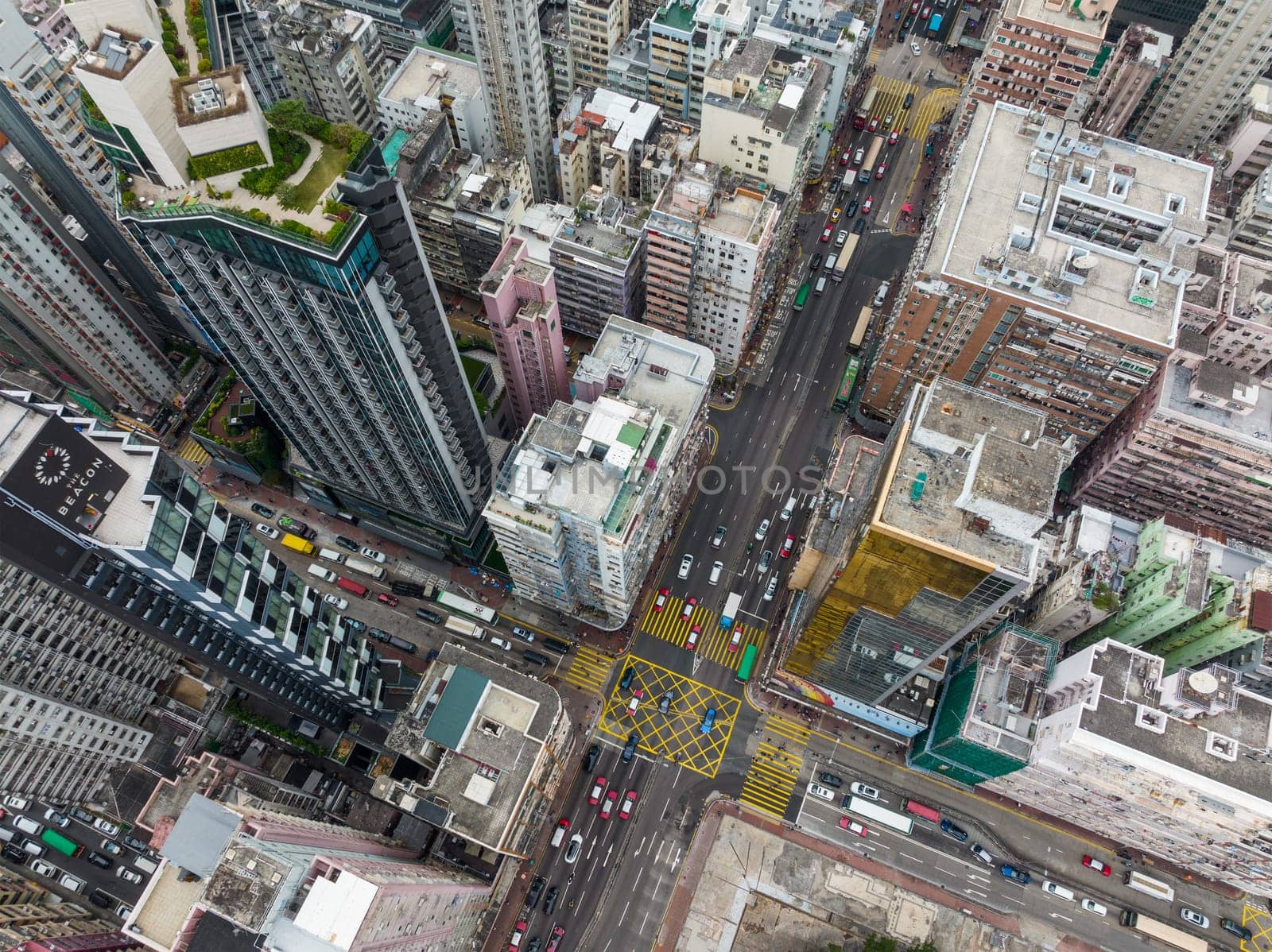 Mong Kok, Hong Kong 29 January 2022: Top view of Hong Kong city