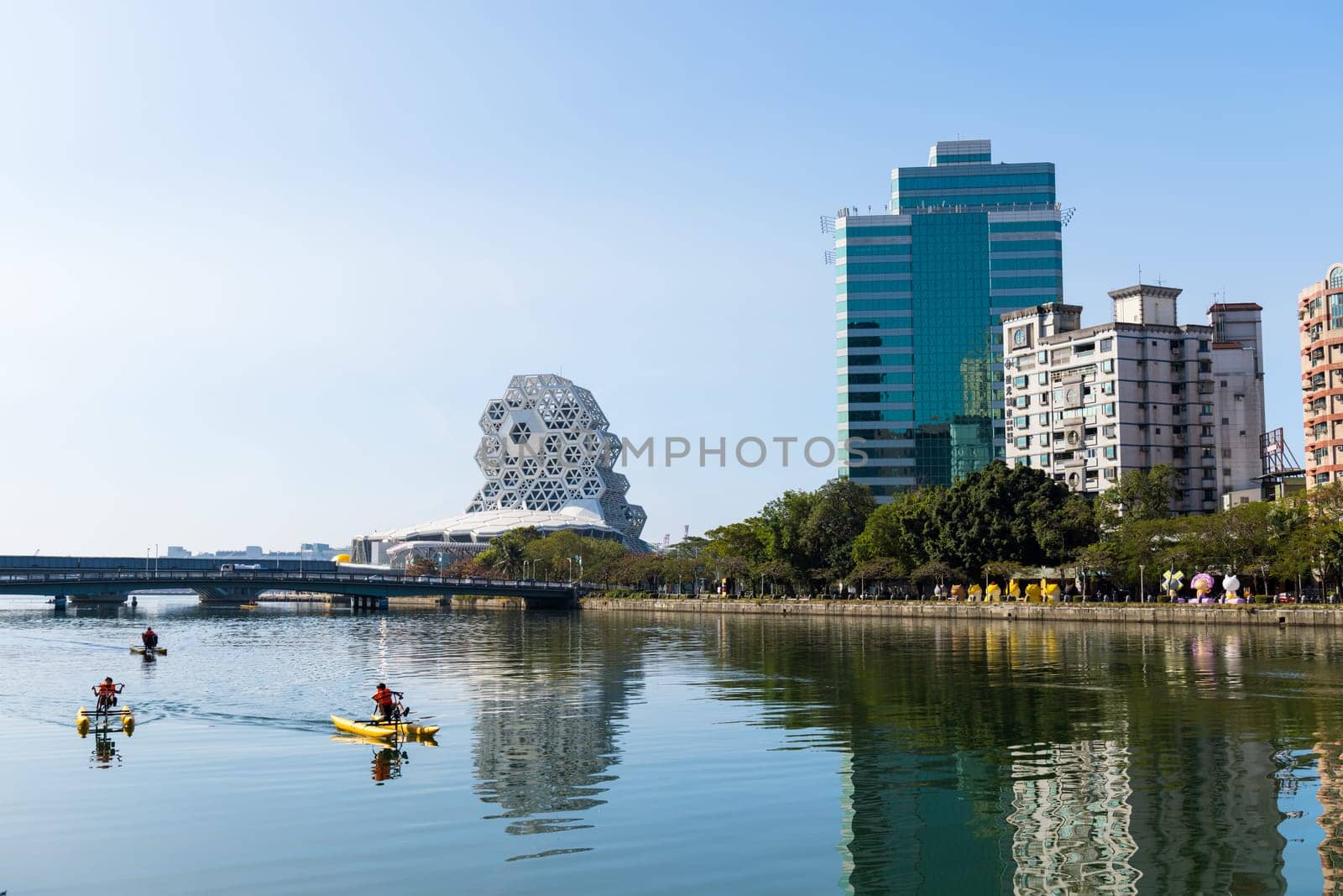 Kaohsiung, Taiwan 01 February 2024: Kaohsiung city in riverside at Taiwan