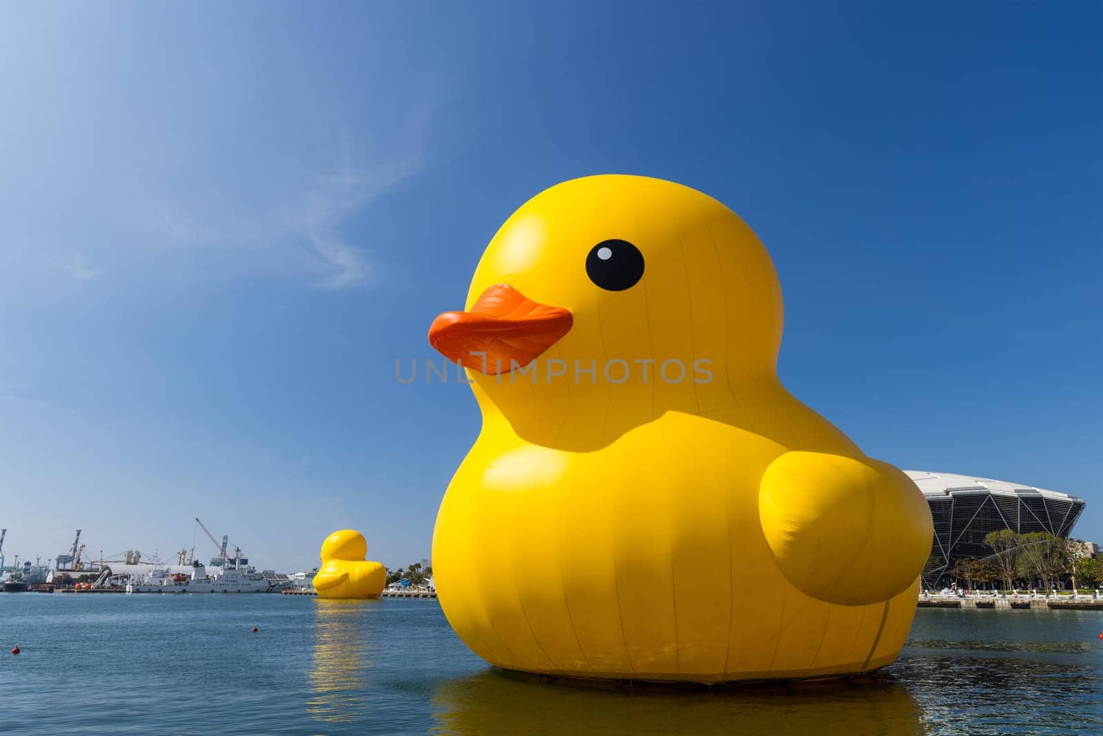 Taiwan, 01 February 2024: Yellow duck in kaohsiung bay in Taiwan