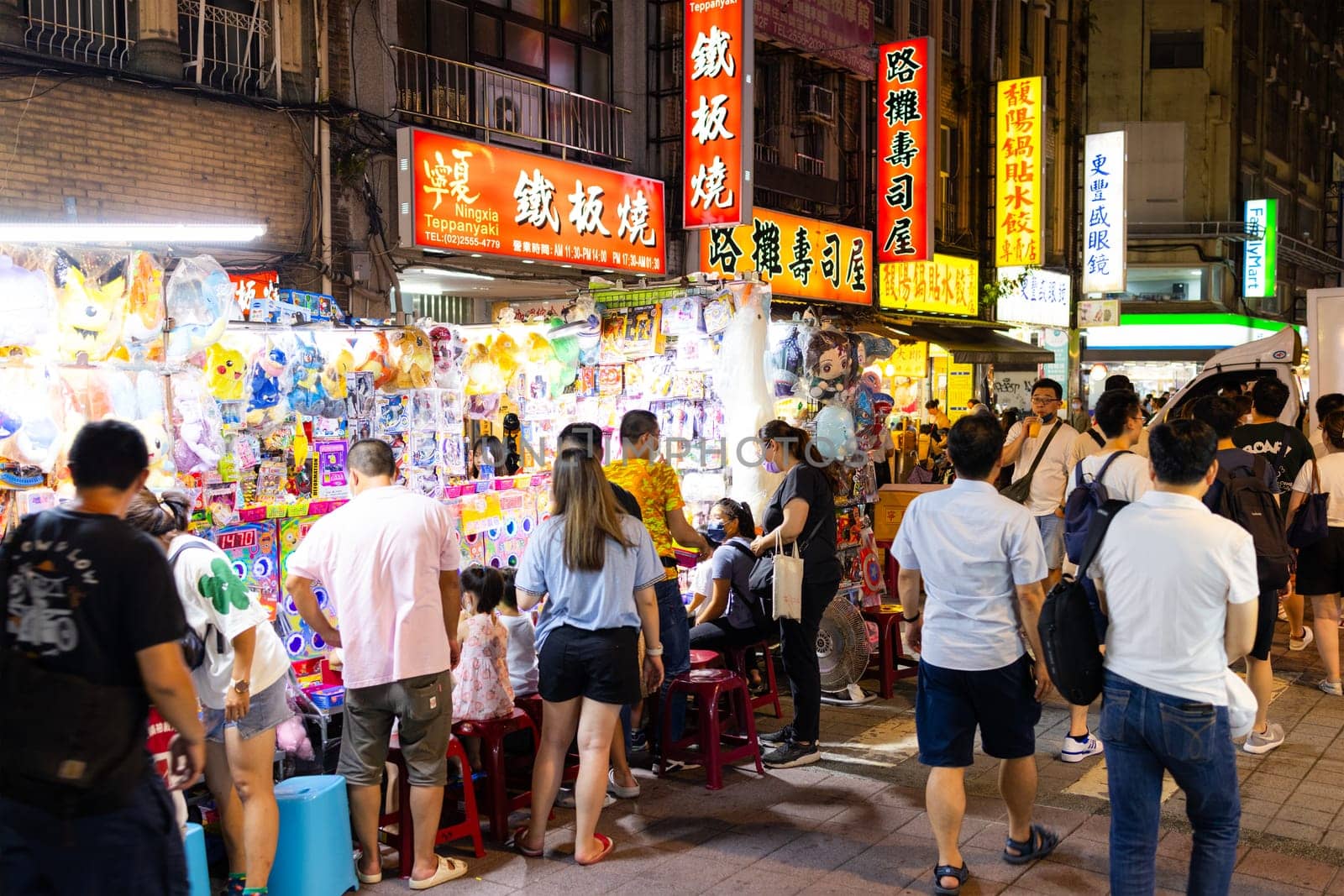 Taipei, Taiwan 07 July 2023: Ningxia road night market in Taipei city of Taiwan