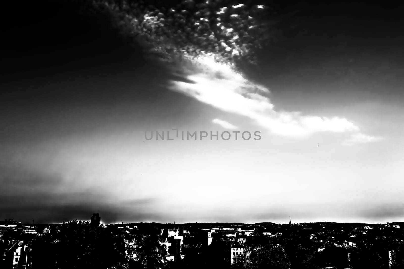 Beautiful Cloudy Sky in Summer Over a Town