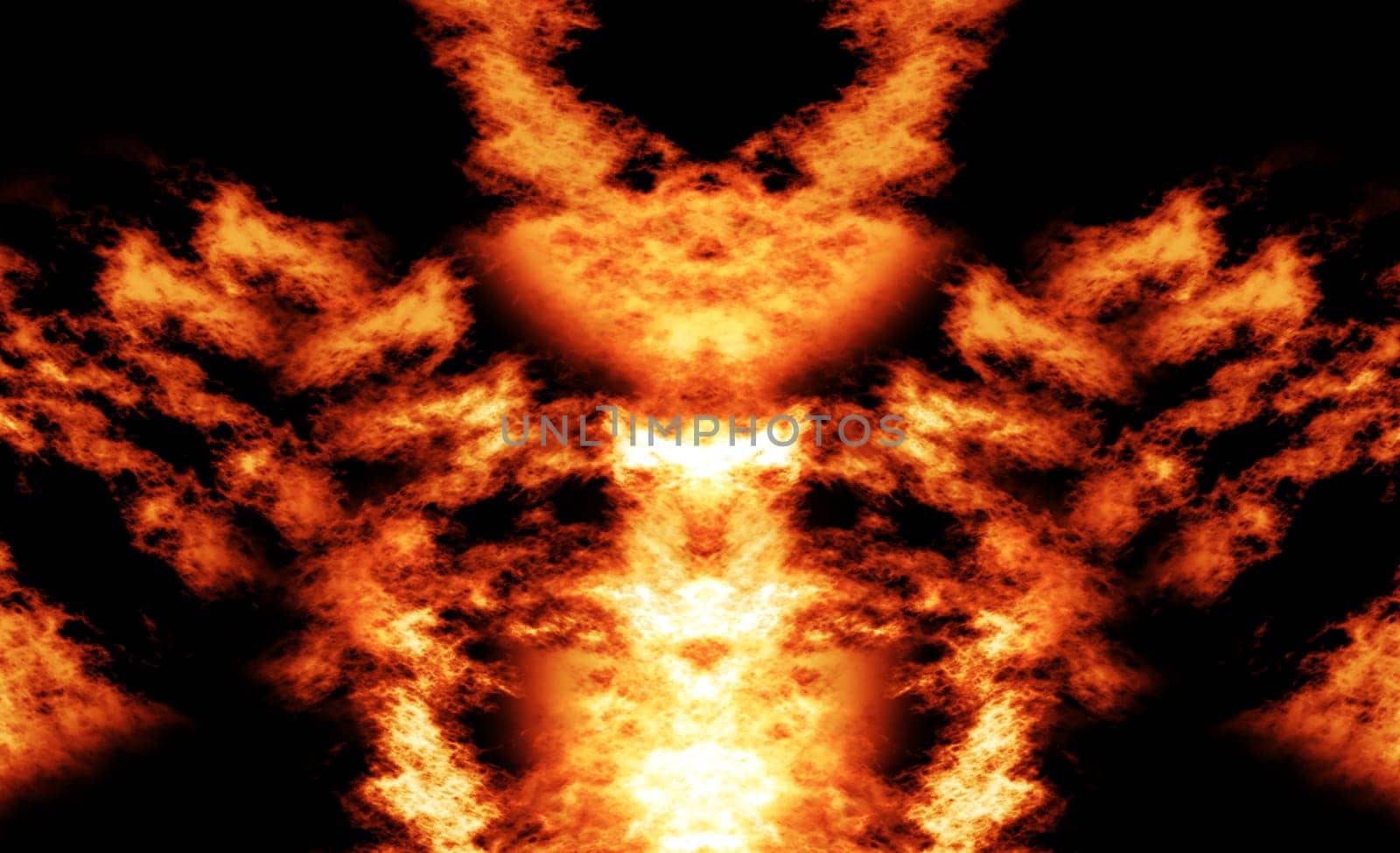 Digital Rendering Bright Orange Fire Symmetric Background