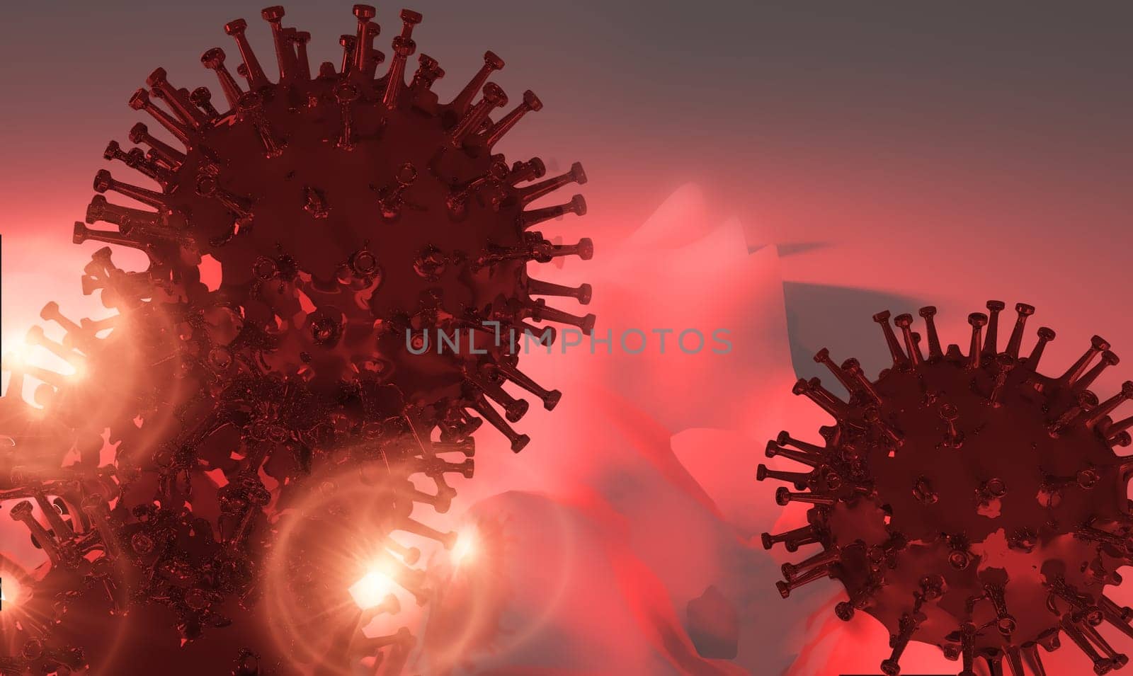 3D Rendering Corona Virus Covid-19 Pandemic Orange