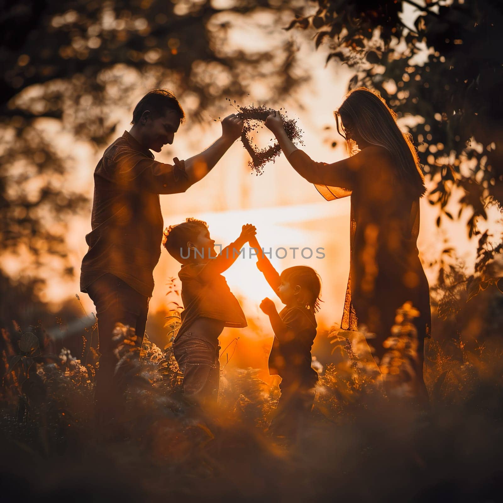 Shillouette of a happy family generated by artificial intelligence