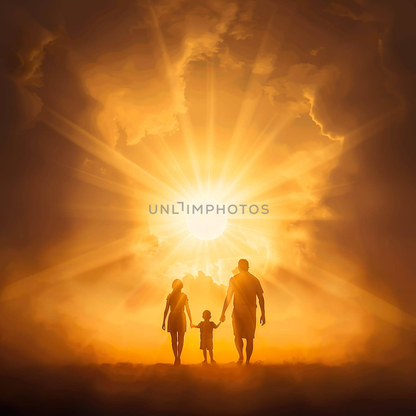 Shillouette of a happy family generated by artificial intelligence