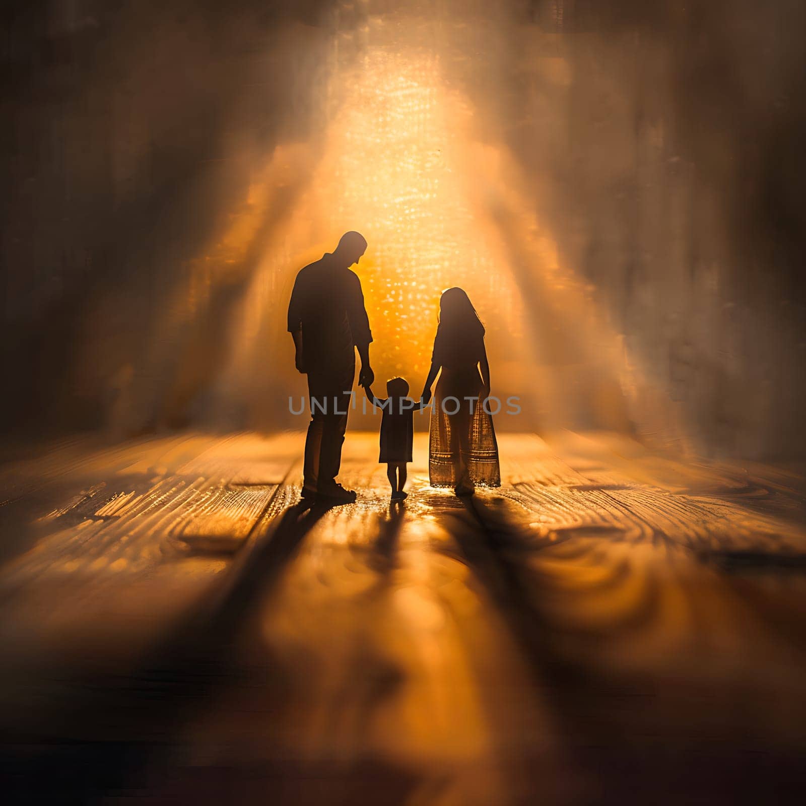 Shillouette of a happy family generated by artificial intelligence