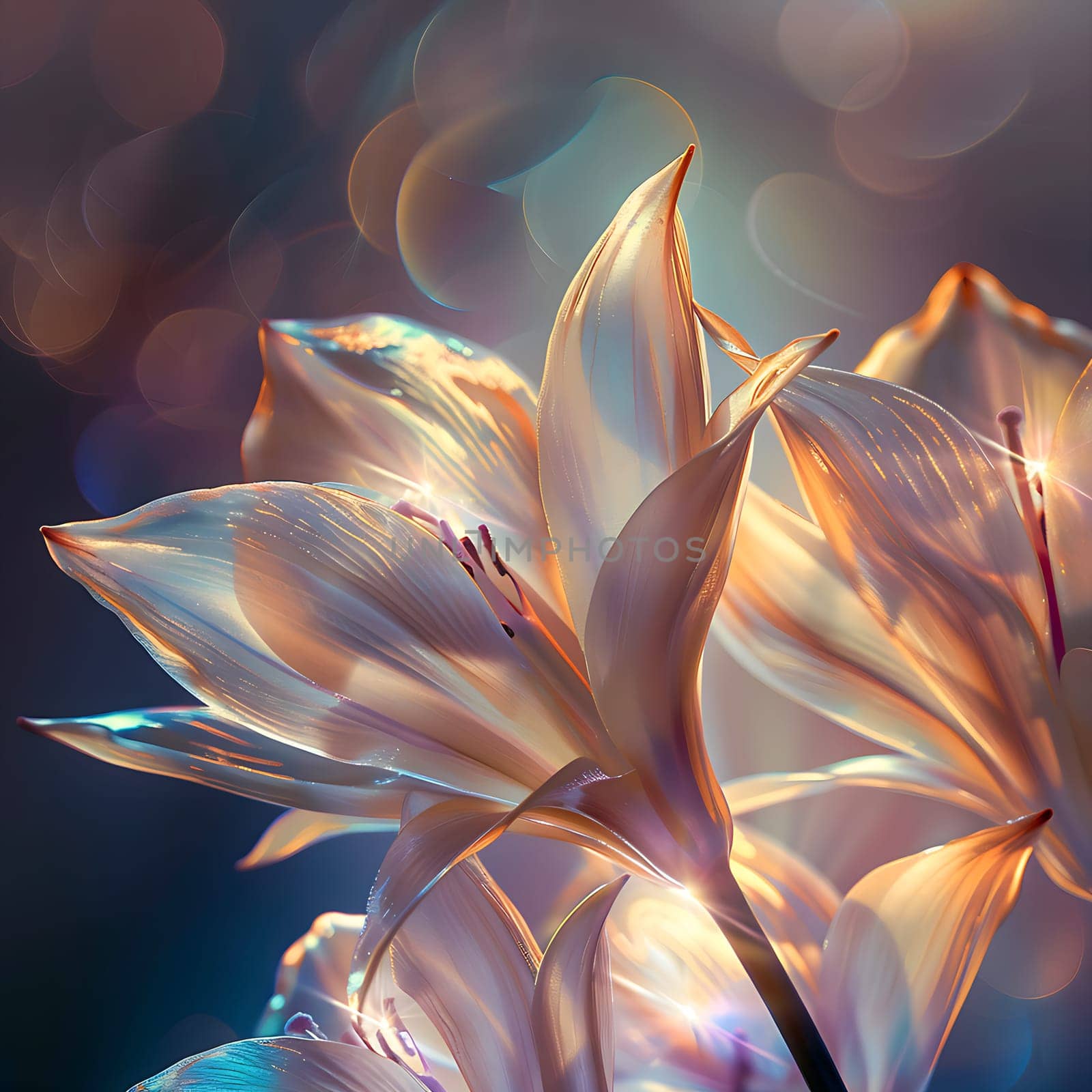 A background with bright flowers generated by artificial intelligence