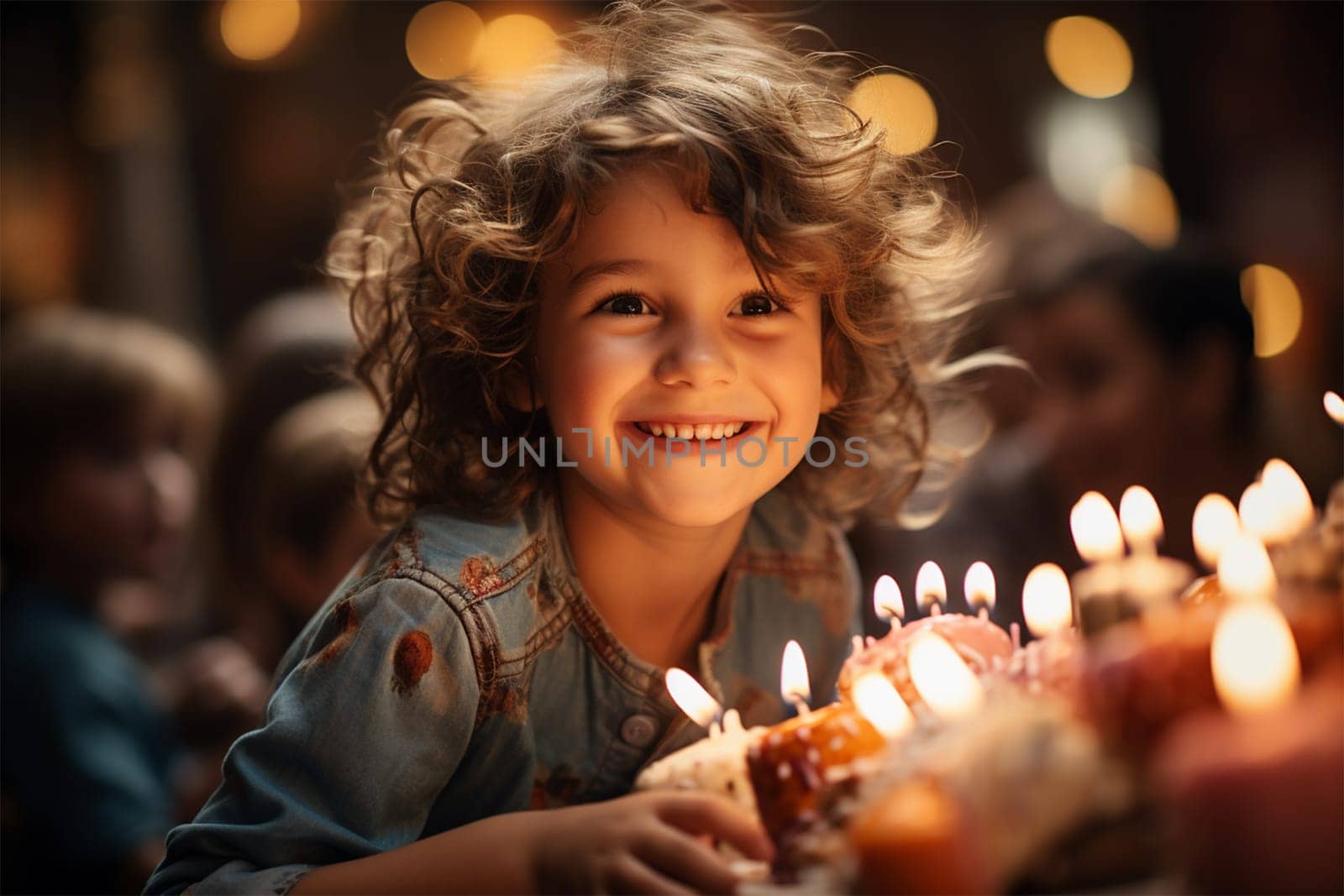 Joyful Child Celebrating with Candles .content related to family celebrations or children's events.