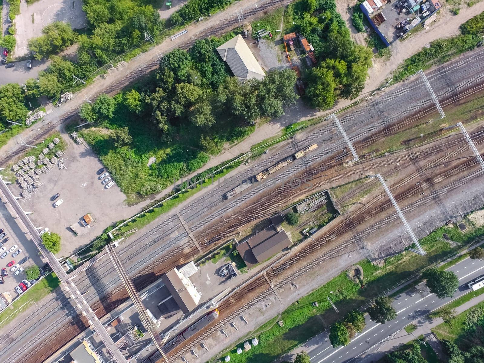 Top view of the city of Moscow, buildings and roads and other infrastructure of the city. Cityscape view from above.
