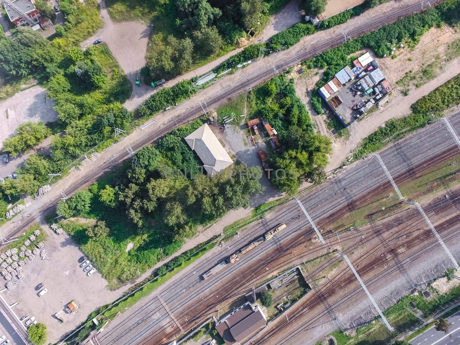 Top view of the city of Moscow, buildings and roads and other infrastructure of the city. Cityscape view from above.