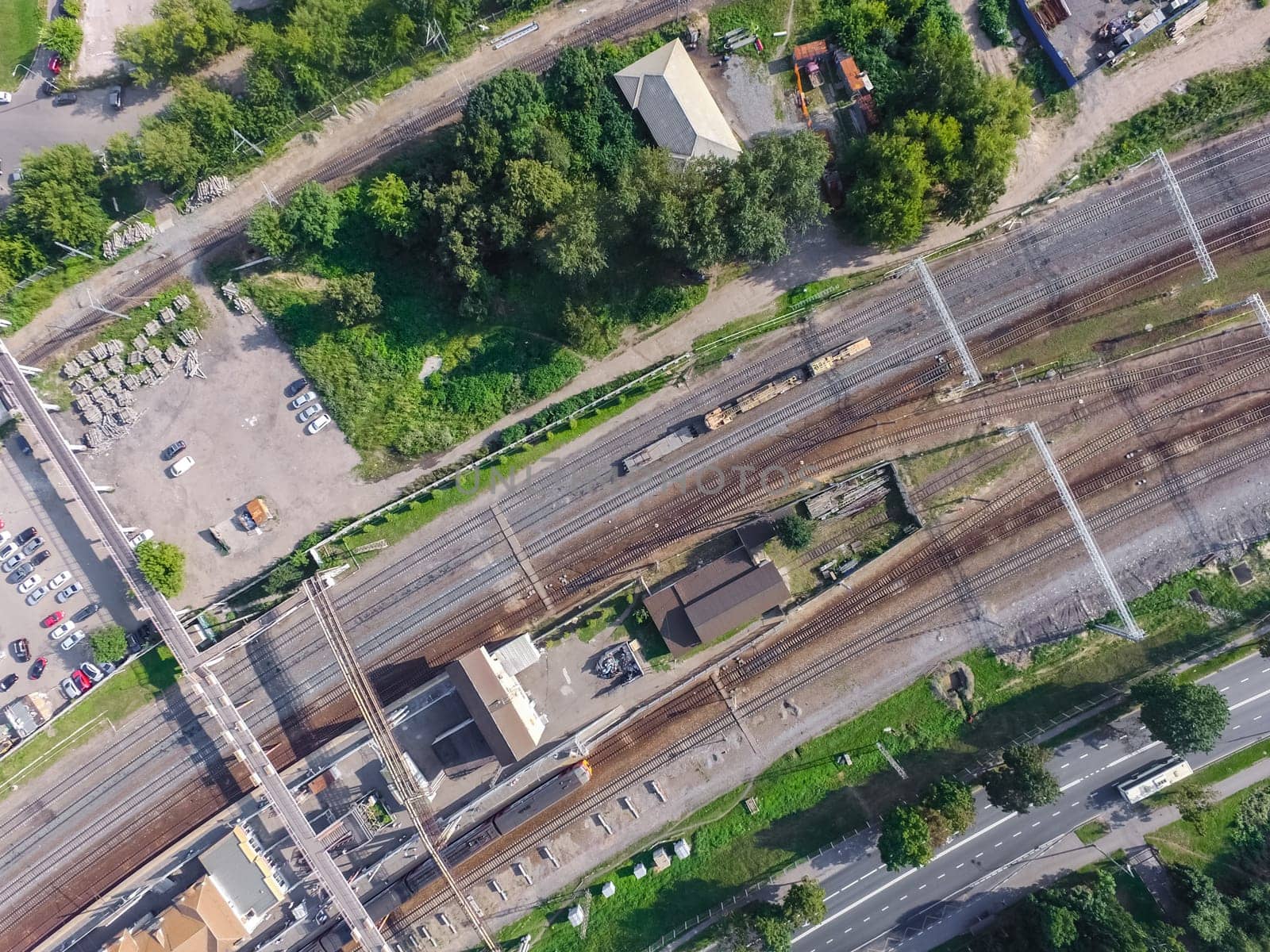 Top view of the city of Moscow, buildings and roads and other infrastructure of the city. Cityscape view from above.