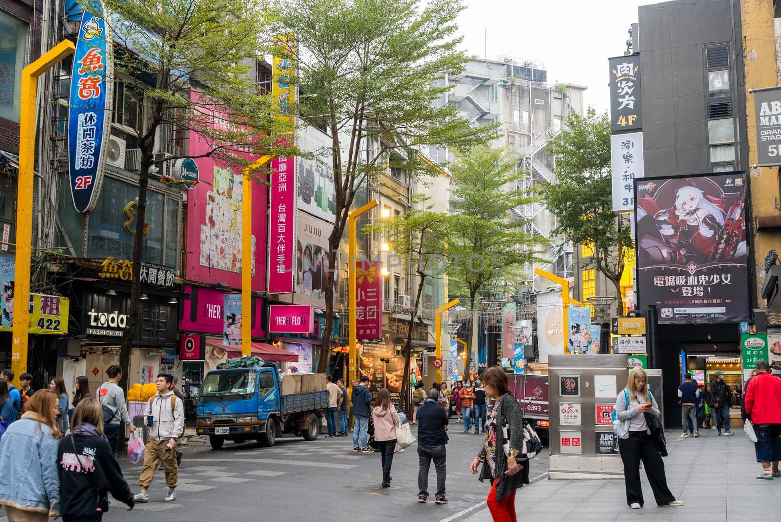 Taipei, Taiwan 28 December 2023: Taipei city in Ximen district