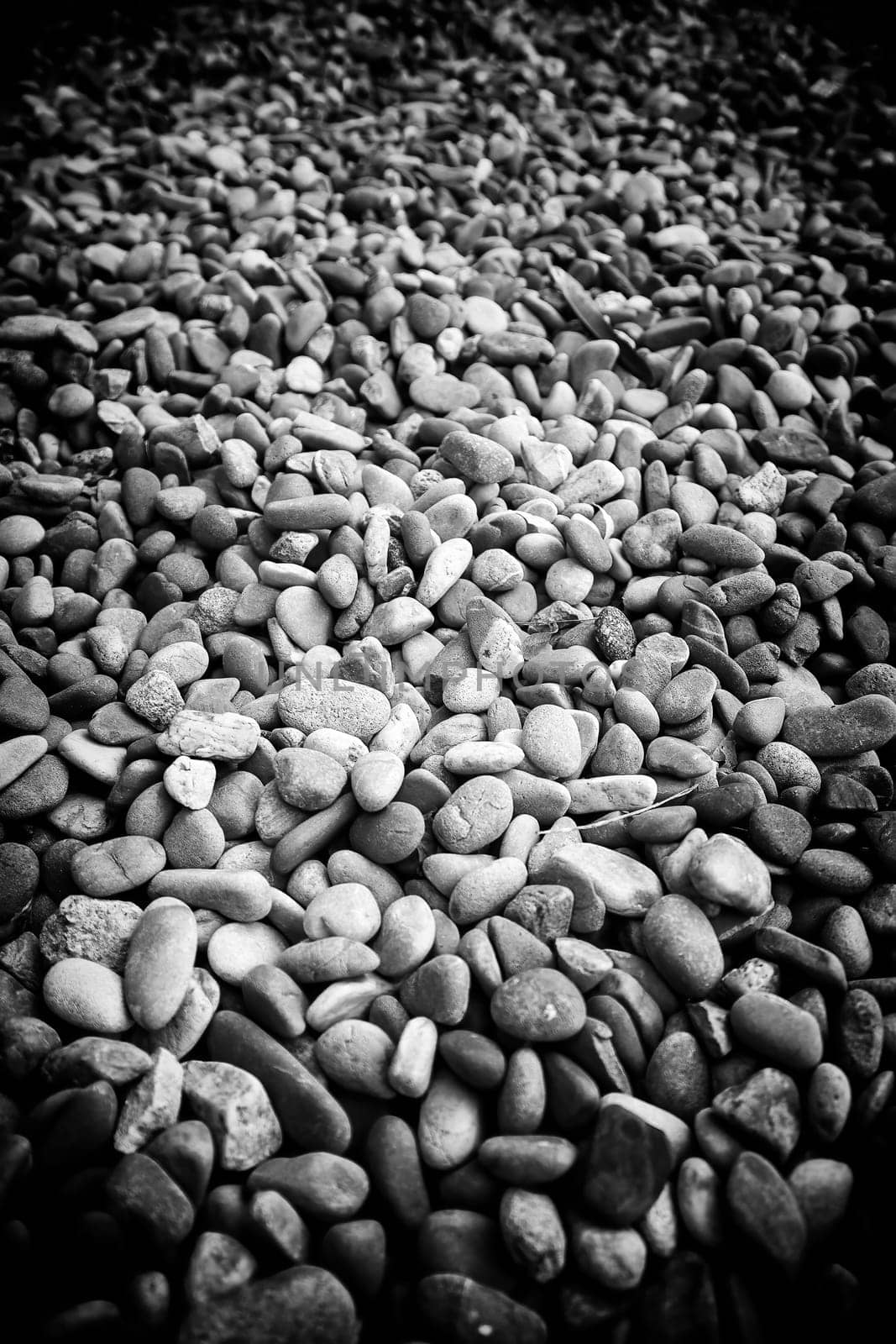 Detail of wet boulders on a cold rainy day