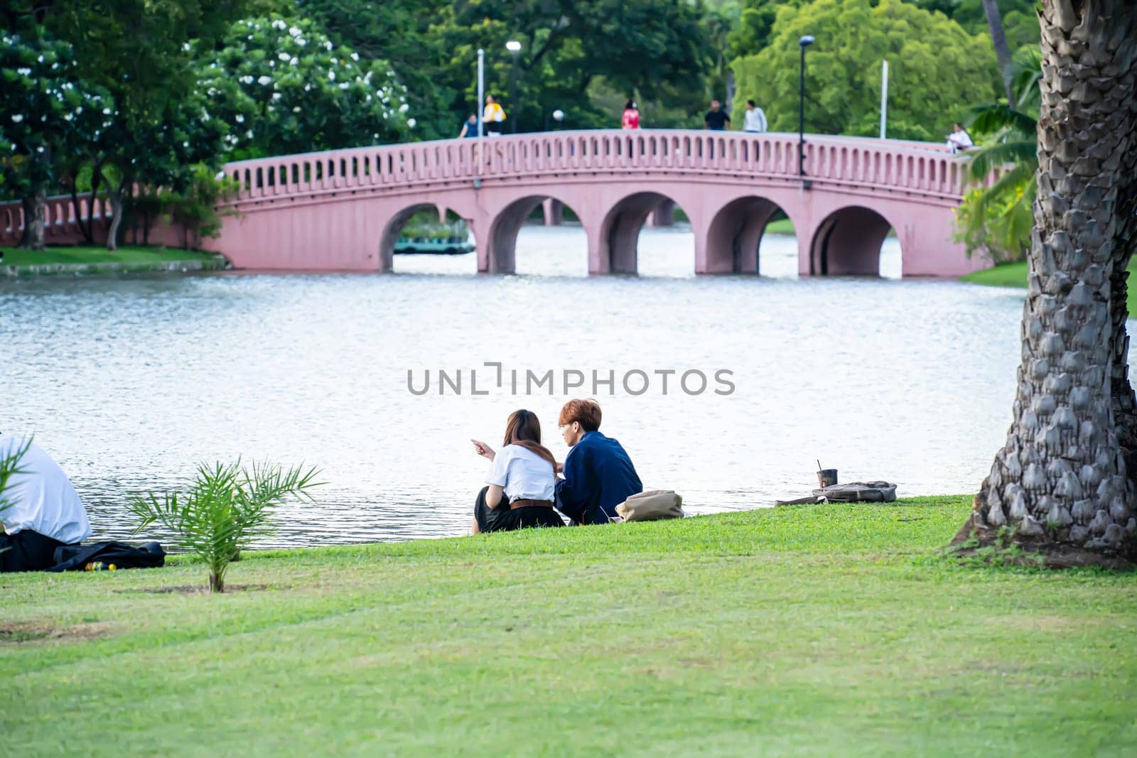 People sitting in the park. The park is a place to relax, talk, for everyone.