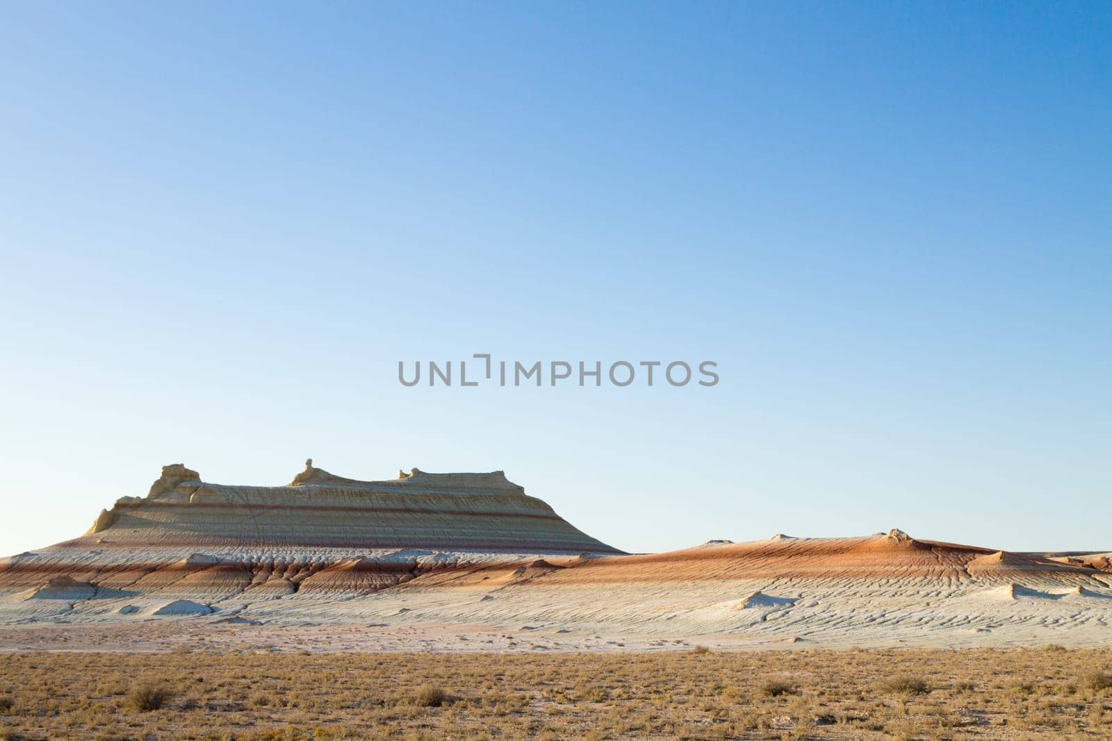 Mangystau desert landmark, Kyzylkup area, Kazakhstan. Rock strata formations