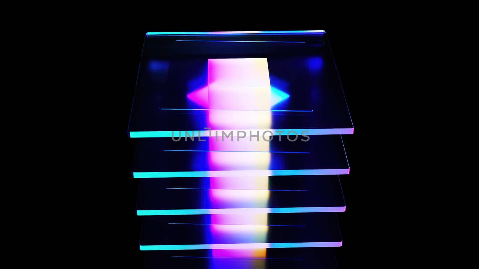 Glass squares composition. Computer generated 3d render