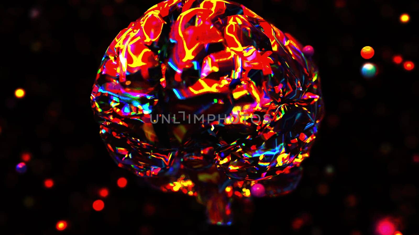 Glossy neon brain. Computer generated 3d render