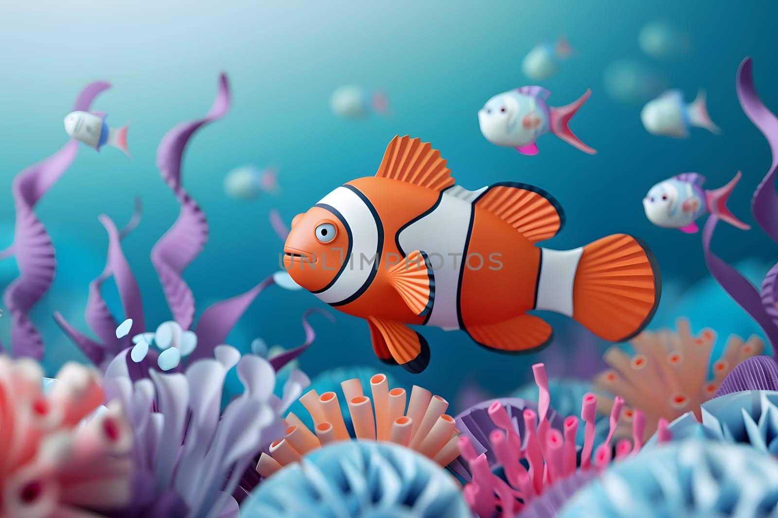 World Oceans Day, Clown Fish, To celebrate and raise awareness of the world's oceans Let's work together to conserve the sea, Generative Ai