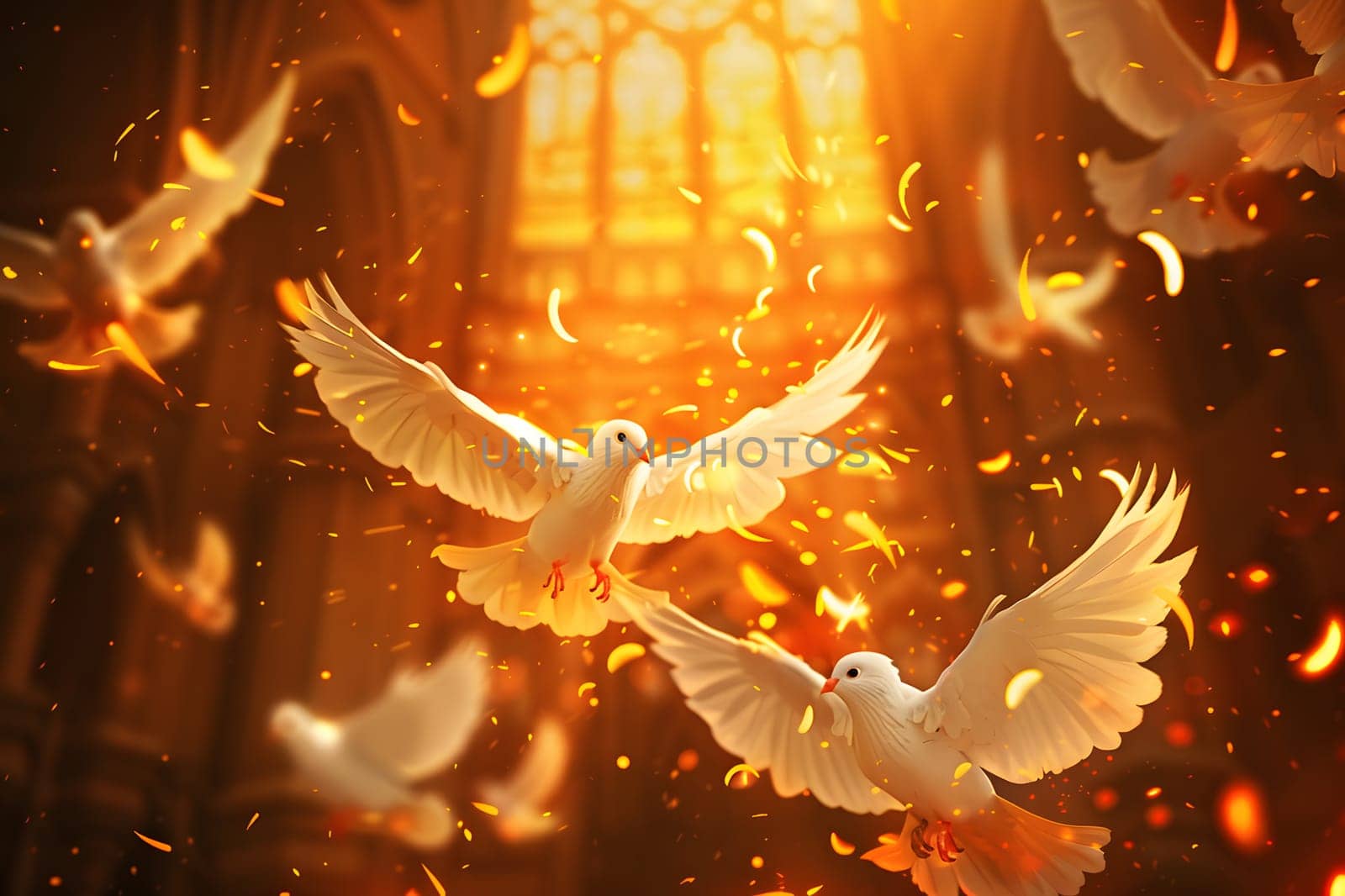Pentecost Sunday, The Roman Catholic Church therefore observes this day as the Feast of the Holy Spirit, And it is also the birthday of the church, Template design 3d style, Generative Ai