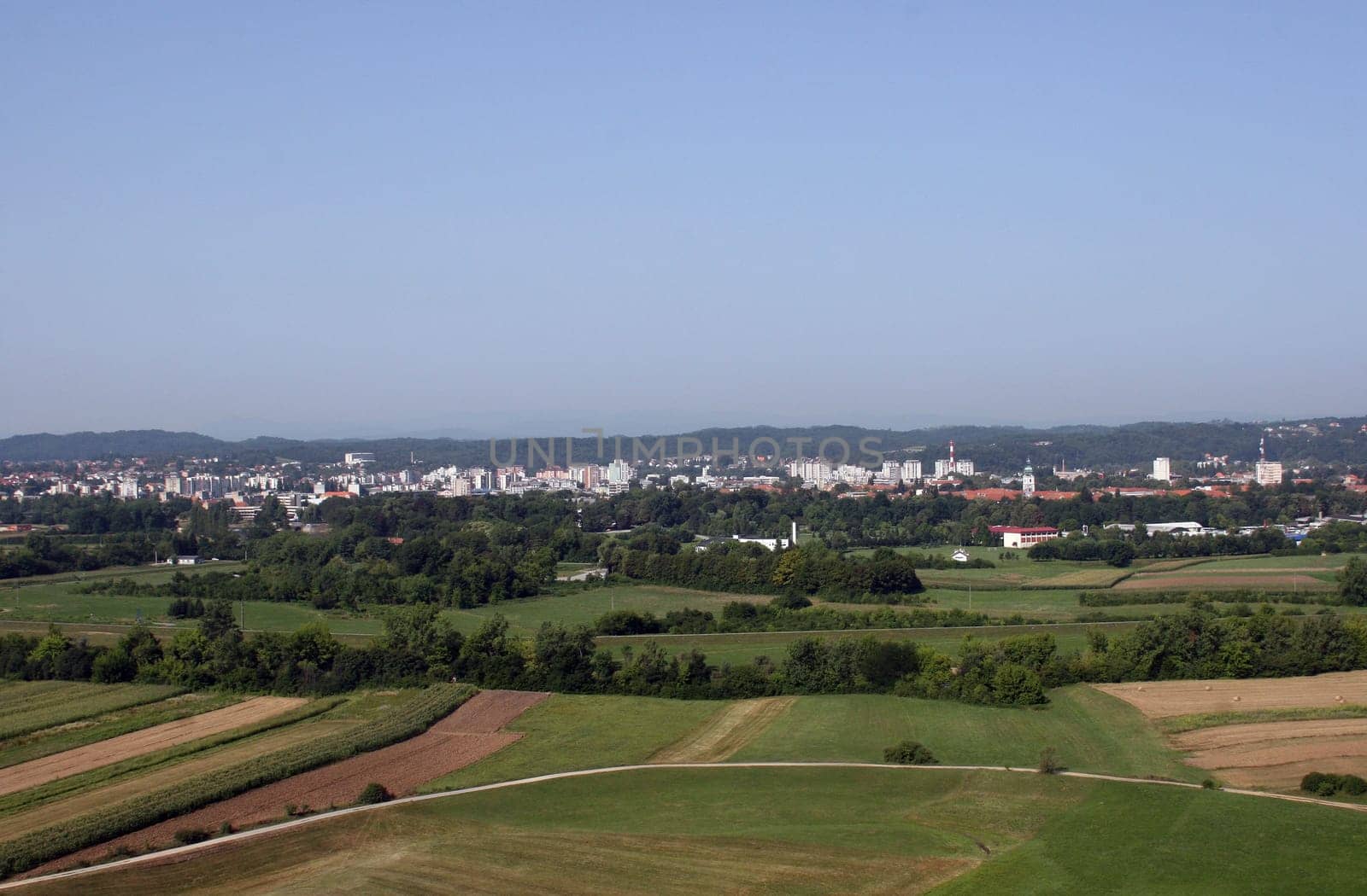 Aerial view of the town of Karlovac in continental Croatia