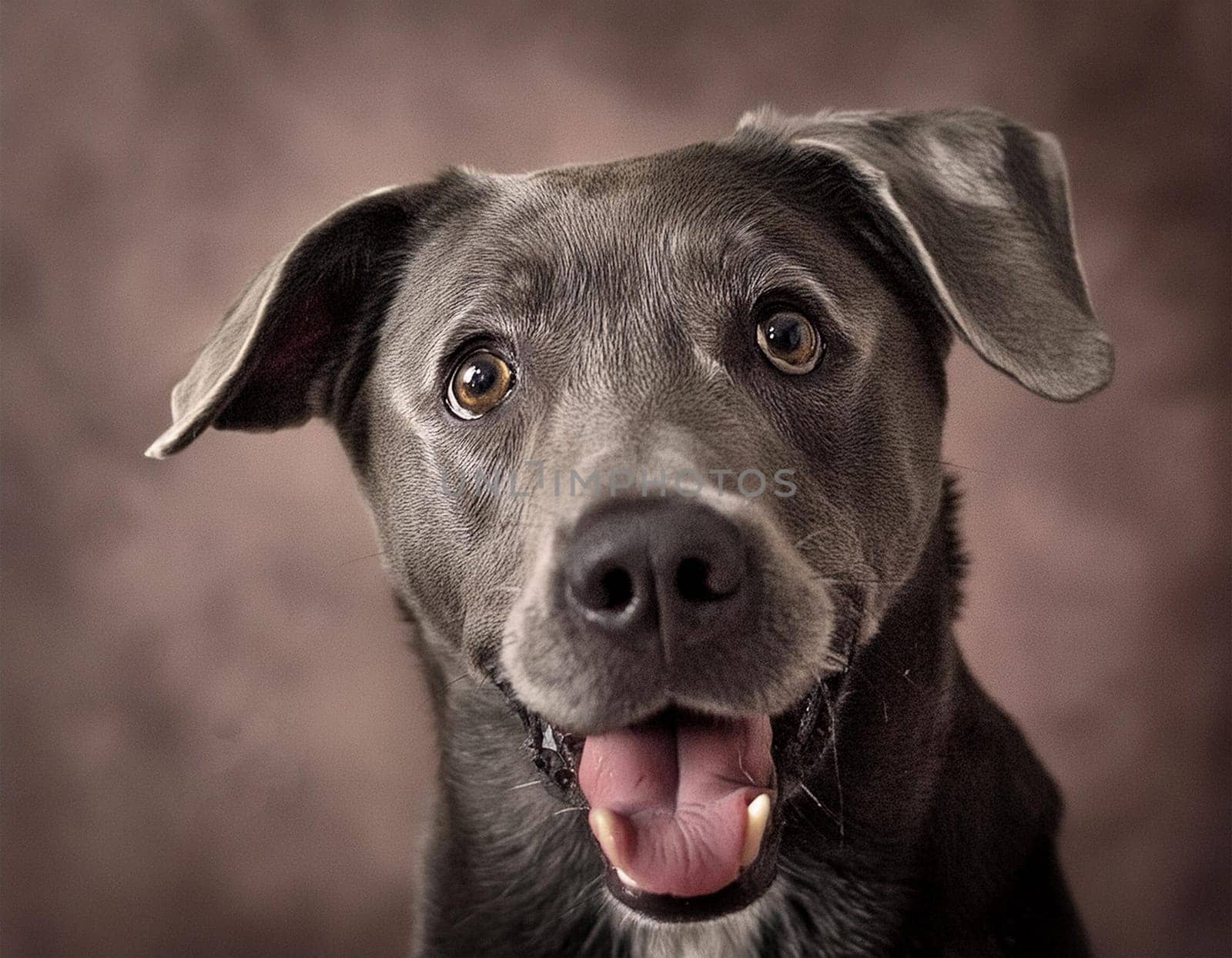 Portrait of a purebred dog with pedigree on a black background