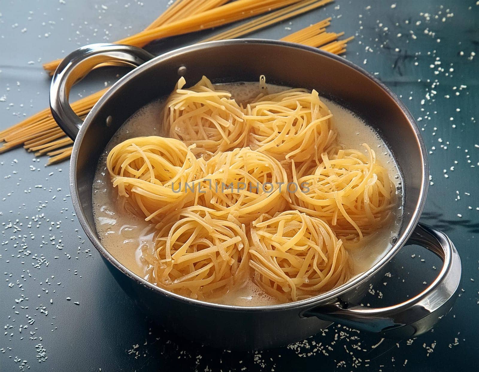 Spaghetti or Pasta Bolognese in tomato sauce on a ceramic plate, on a white background or table.