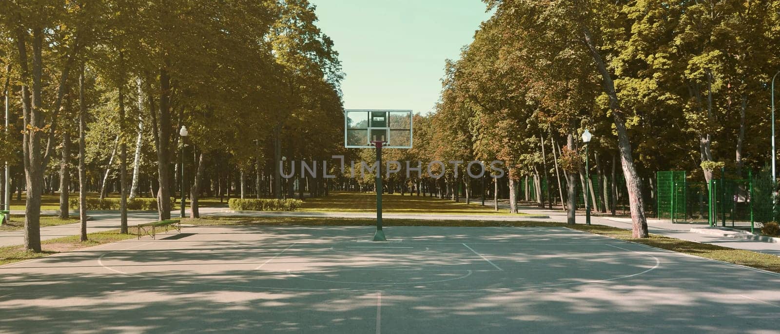 Empty street basketball court. For concepts such as sports and exercise, and healthy lifestyle