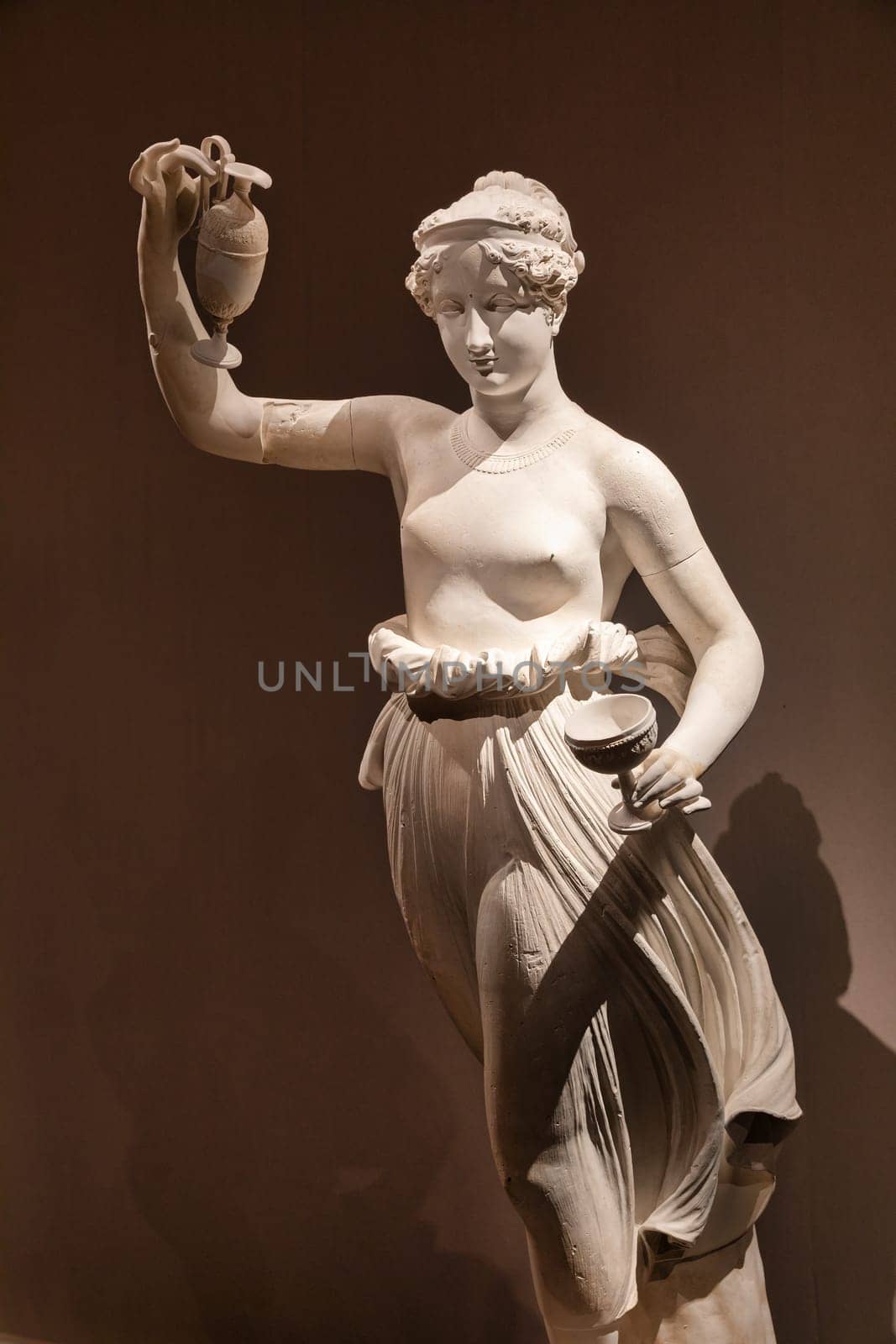 Bassano del Grappa, Italy - 22 December 2023: Classical art museum interior, white marble statues, nobody