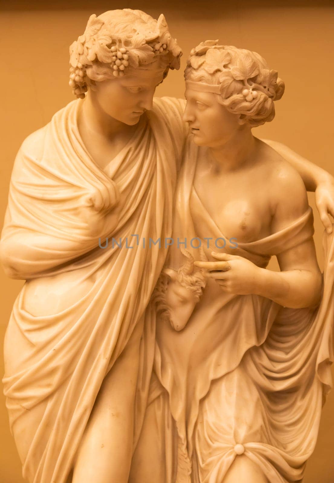 Florence, Italy - 27 June 2023: Bacchus and Ariadne, by Francesco Carradori,  1777. Lovers statue, classic romantic sculpture