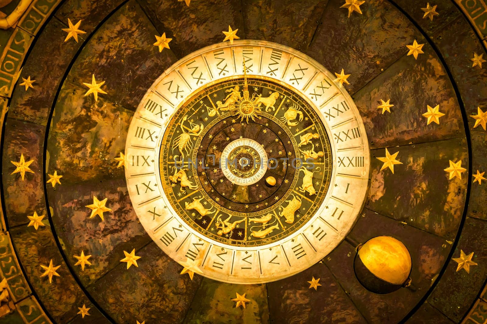 Astrological zodiac background. Vintage illustration art, grunge design. Concept of destiny, fortune, esoteric, magic, mysterious