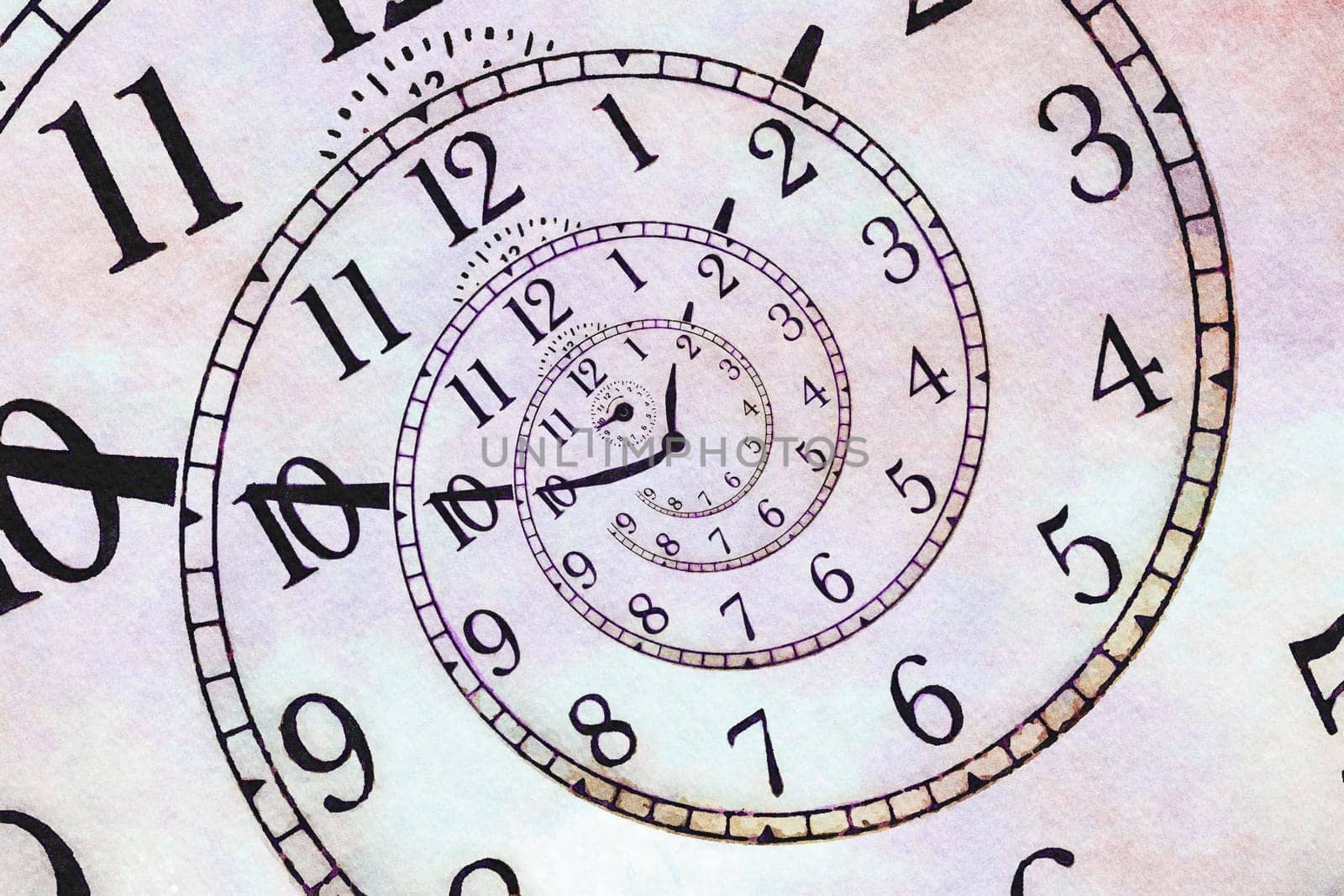 Creative image - hypnotic clock background. Concept of hypnosis, subconscious, suggestion.
