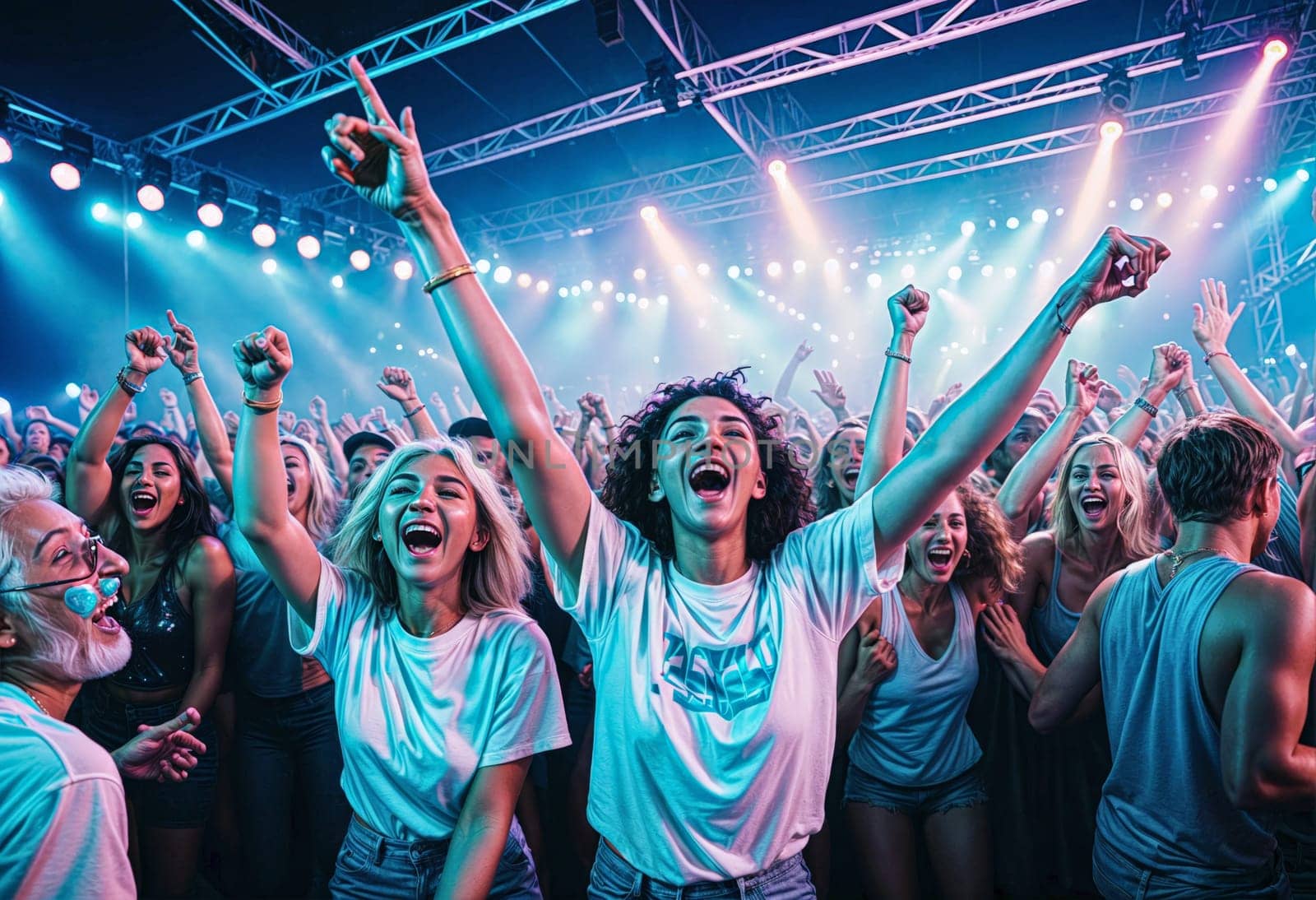 AI generated of a group of people at a music festival